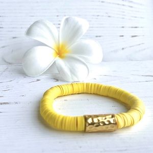 Heishi Bead Bracelet with Gold Tube Accent - Banana